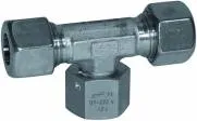 Fiting T cu strangere reglabila in jos, etansare conica, din inox 1.4571
