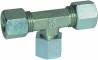 Fiting T cu strangere reglabila in jos, piulita M 18x1,5, tub Ø12mm, 315bar, otel galvanizat