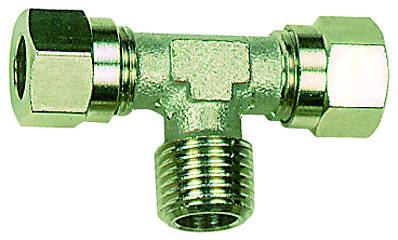Fiting T cu filet exterior R 3/8&QUOT;, tub Ø8mm, 60bar, alama nichelata
