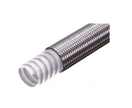 Furtun PTFE gofrat 9,5x14,8 mm cu tresa inox