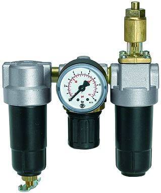 Grup preparare, 3 piese, pahar metalic, manometru, vizor metalic (zinc-sticla-NBR), seria Heavy Duty Mini