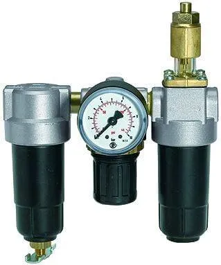 Grup preparare, 3 piese, pahar metalic, manometru, vizor metalic (zinc-sticla-NBR), seria Heavy Duty Mini