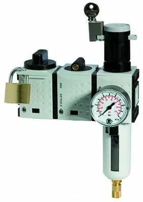 Ansamblu preparare SAFETY cu filtru regulator, ventil soft-start si robinet cu amortizor, seria Future