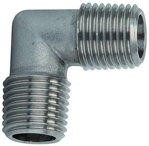 Cot 90° cu filete exterioare, din inox AISI 316 (1.4404)