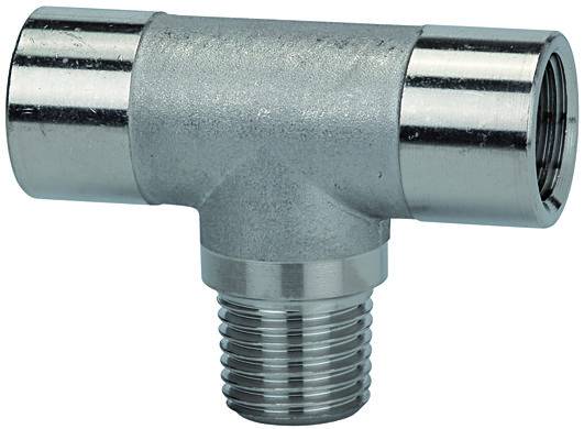 Conectori T cu 2 filete interioare si 1 filet exterior, din inox AISI 316 (1.4404)