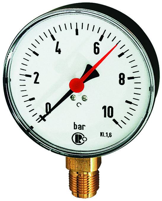 Manometru cu indicator rosu,  atac radial, Ø80, 100, 160
