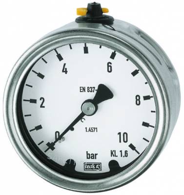 CrNi pressure gauge, -1 / 0 bar, G 1/4 axial, Ø63 mm