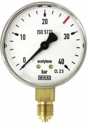 Manometru presiune butelie pentru regulator, atac radial acetilena, 0-40 bar