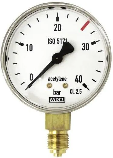 Manometru presiune butelie pentru regulator, atac radial acetilena, 0-40 bar