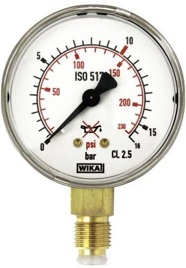Manometru presiune de lucru pentru regulator, atac radial, gaze neutre, 0-16 bar
