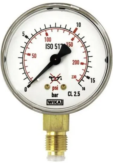 Manometru presiune de lucru pentru regulator, atac radial, gaze neutre, 0-16 bar