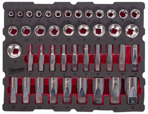 Insertie din spuma PACKOUT pentru set de tubulare de 1/2&QUOT;, 42 de piese - Milwaukee