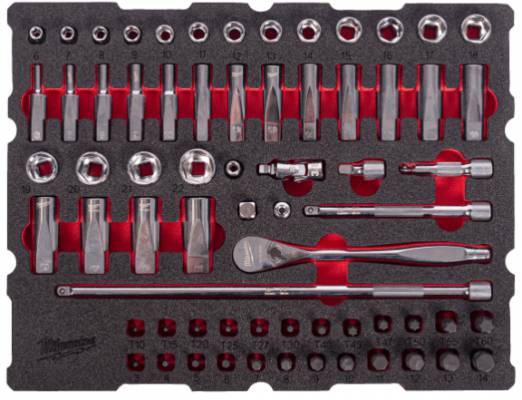 Insertie din spuma PACKOUT pentru set de clichet si tubulare de 3/8&QUOT;, 67 de piese - Milwaukee