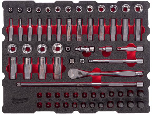 Set insertie spuma PACKOUT antrenor cu clichet 3/8&QUOT; si chei tubulare - Milwaukee