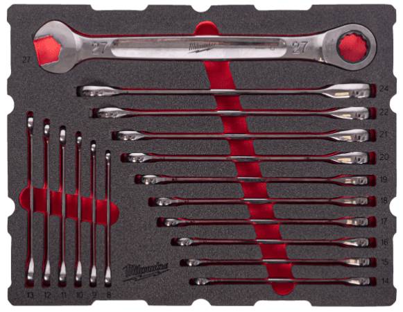 Set insertie spuma PACKOUT chei combinate cu clichet MAX BITE - Milwaukee