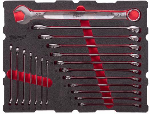 Insertie din spuma PACKOUT pentru set de chei combinate MAX BITE, 19 piese - Milwaukee