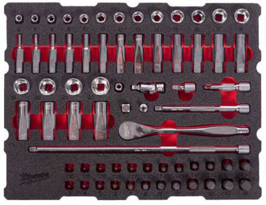Insertie din spuma PACKOUT pentru set de clichet si tubulare de 1/4&QUOT;, 68 de piese - Milwaukee