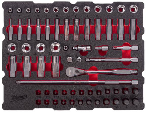 Set insertie spuma PACKOUT antrenor cu clichet 1/4&QUOT; si chei tubulare - Milwaukee