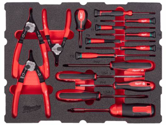 Set de 44 de surubelnite si clesti pentru sigurante Seeger cu insertie din spuma PACKOUT - Milwaukee