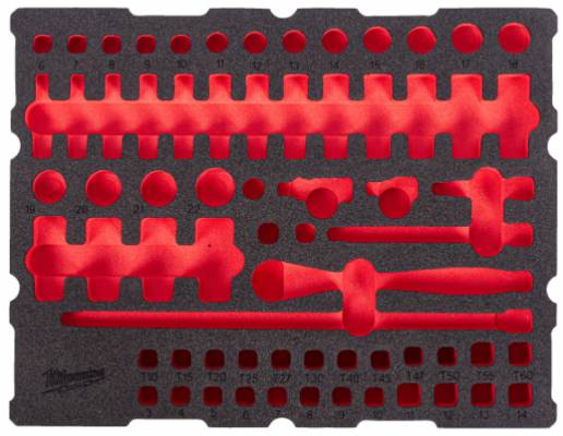 Insertie din spuma PACKOUT de schimb pentru set de clichet si tubulare de 1/4″, 68 de piese - Milwaukee