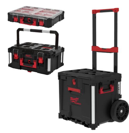 Set 3 buc. PACKOUT cutie cu roti si sertar - Milwaukee