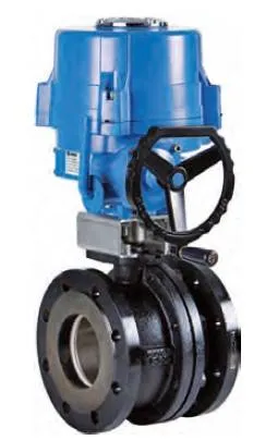 Robinet cu bila, 2 piese, flanse ANSI 150, act. electric