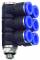 Ramificator L push-in cu 6 iesiri, cap hexagonal, filet cilindric exterior si O-ring, seria standard