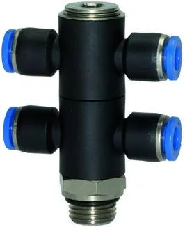 Ramificator T dublu push-in cu filet cilindric exterior si O-ring, seria standard