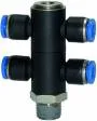 Ramificator T dublu push-in cu filet conic exterior etansat cu PTFE, seria standard