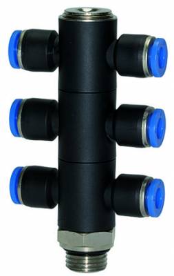 Ramificator T triplu push-in cu filet cilindric exterior si O-ring, seria standard, G 1/2&QUOT; - 12 mm