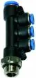 Distribuitor T push-in cu iesiri multiple si filet cilindric cu O-ring, egal sau redus