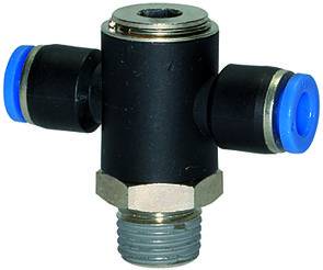 Ramificator T push-in cu filet conic exterior etansat cu PTFE, seria standard, R 1/4&QUOT; - 10 mm
