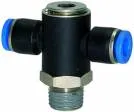Ramificator T push-in cu filet conic exterior etansat cu PTFE, seria standard