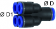 Ramificator push-in multiplu cu 4 iesiri, 6mm-4mm, POM/alama