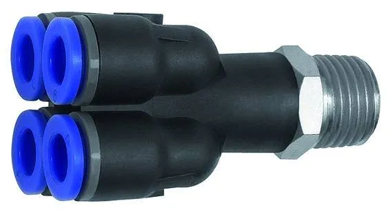 Cupla Y multiplu push-in cu filet exterior conic, seria standard