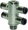 Ramificator T push-in cu 4 iesiri, filet exterior cilindirc cu O-Ring, click-clock, G 1/4&QUOT; - 6 mm