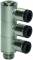 Ramificator L push-in cu 3 iecuri, filet exterior cilindric cu O-Ring, click-clock, G 1/8&QUOT; - 6 mm