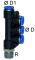 Distribuitor T push-in cu iesiri multiple si filet conic, R 1/8&QUOT;-8mm, POM/alama
