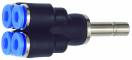 Distribuitor Y cu 4 conexiuni push-in 6mm si adaptor 8mm, POM/alama