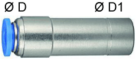Conector drept push-in 6mm cu adaptor 12mm, POM/alama