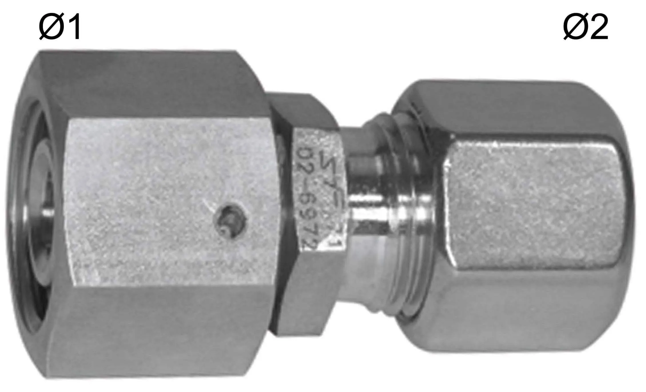 Reductie cu 1 conexiune tip strangere reglabila si 1 conexiune cu inel taietor, din inox 1.4571