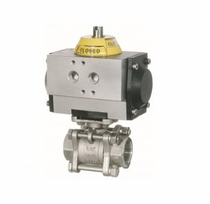 Robinet 2/2 cu bila, actuator pneumatic dubla actiune