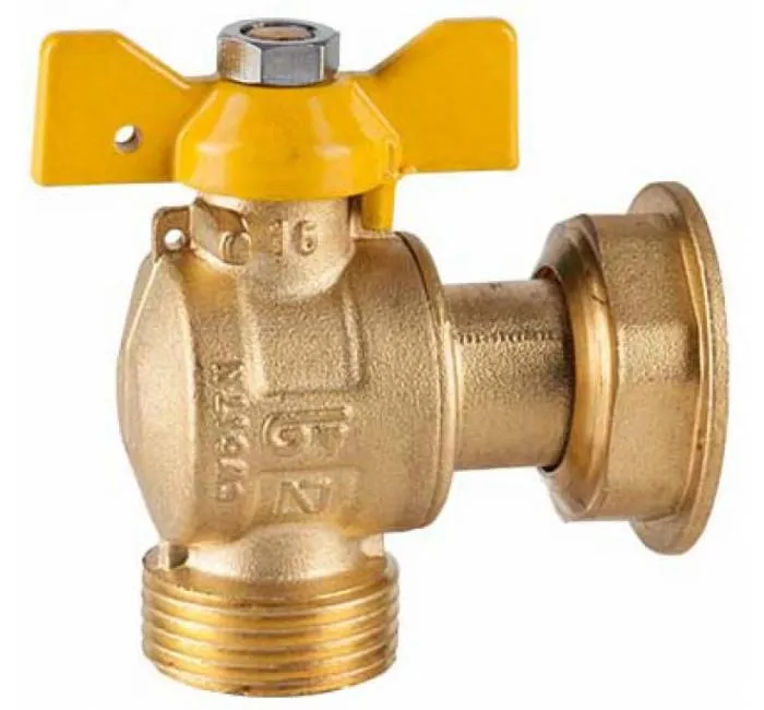 Robinet unghiular cu bila pentru gaz, maneta fluture si piulita alunecatoare