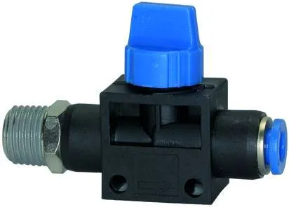 Robinet cupla push-in si filet conic exterior etansat cu PTFE