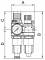 Grup preparare, 2 piese, pahar metalic, manometru, vizor metalic (zinc-sticla-NBR), seria Heavy Duty Mini