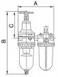 Grup preparare, 2 piese, seria Heavy Duty, G 1/4, 0,5-10 bar, max. 16 bar, 600 l/min, 5μm