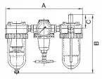 Grup preparare, 3 piese, seria Heavy Duty, G 1/4, 0,5-10 bar, max 16 bar, 600 l/min, 5μm