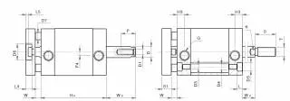 Cilindru compact UNITOP dubla actiune magnetic anti-rotatie cu tija bilaterala, tija filet interior