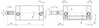 Cilindru compact UNITOP simpla actiune magnetic, tija filet interior - arc spate