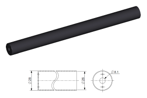 Tub protectie pentru tija de 10 mm, cursa 700 mm, otel